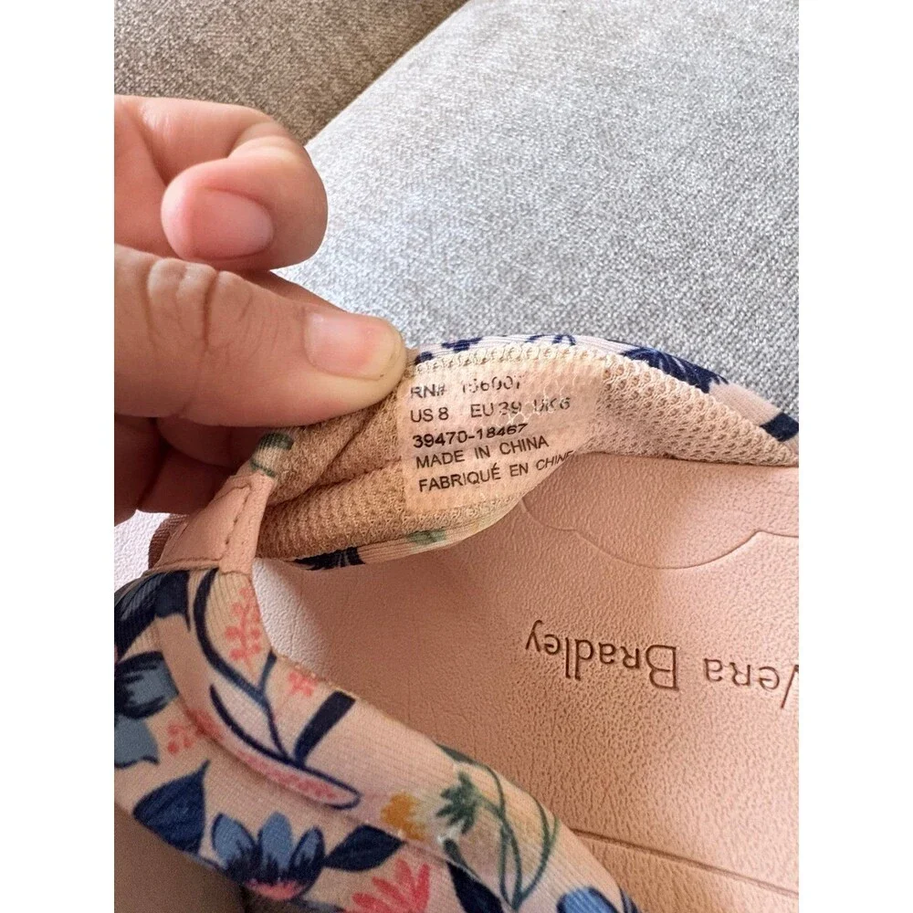 Vera Bradley VB Cloud Pink Floral Fabric Sandals Size 8